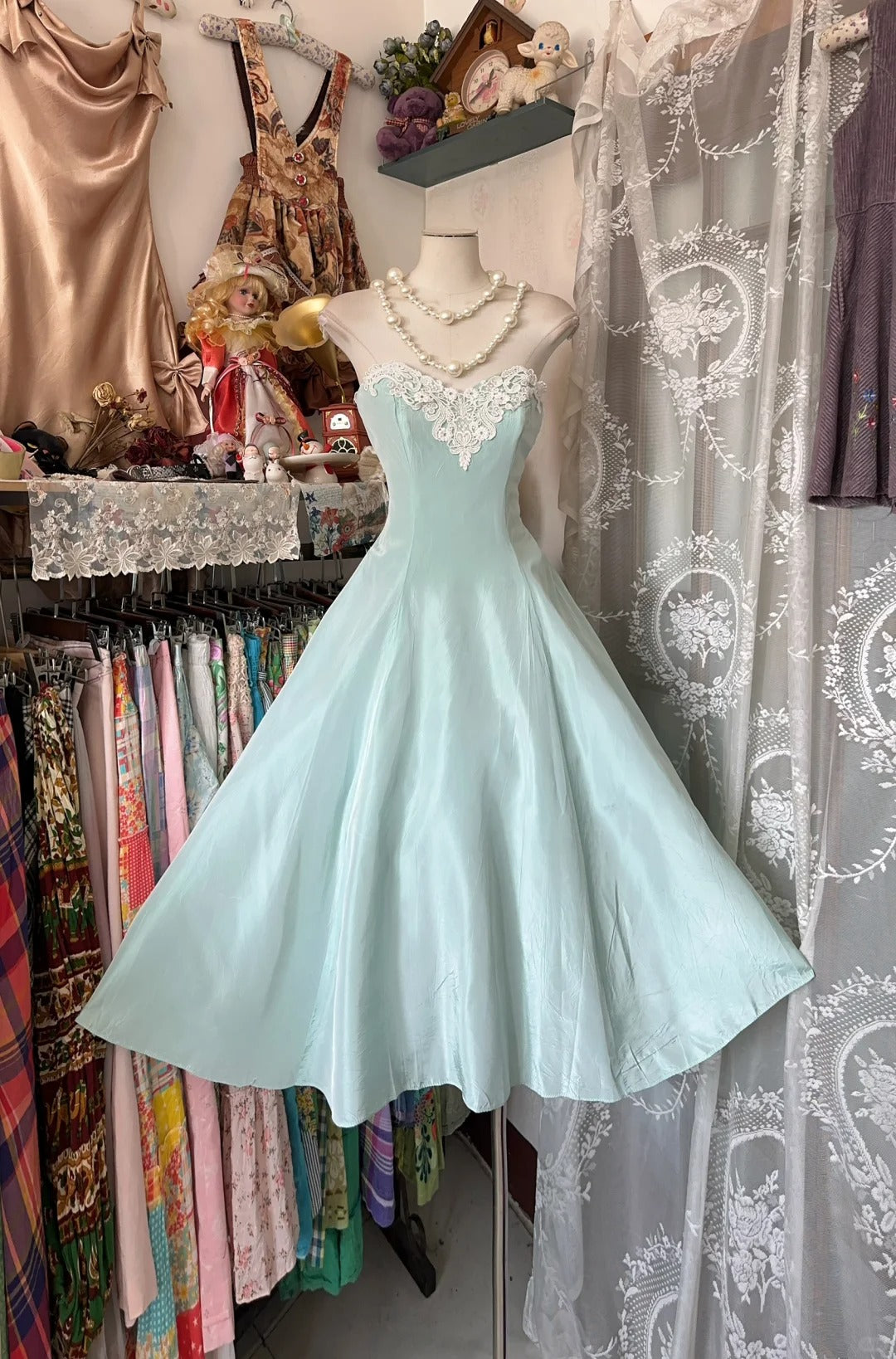 Mint Green Fashion Homecoming Dress Short Lace Birthday Dress Party Dress nv4370