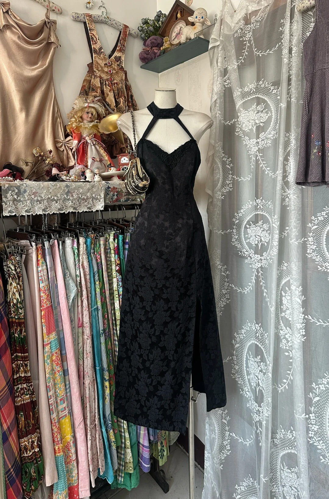 Black Vintage Elegant Long Lace Sexy Prom Dress Evening Dress Homecoming Dress Birthday Party Dress nv4630