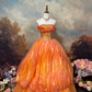 Orange Vintage Elegant Fashion Exquisite Beading Long Layered Tulle Ball Gown Evening Dress nv4083