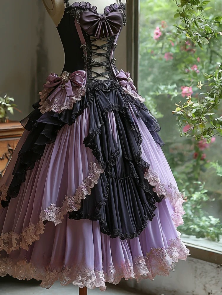 Lila Spitzentüll langes Homecoming-Kleid Ballkleid Abendkleid Geburtstagspartykleid nv4716