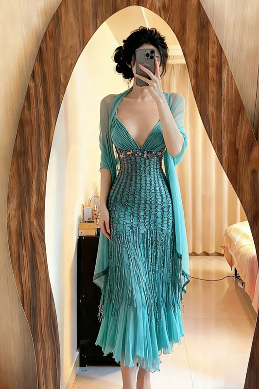 NiceVestidos-_PProm elegant evening gown in blue with delicate beading. NV5982