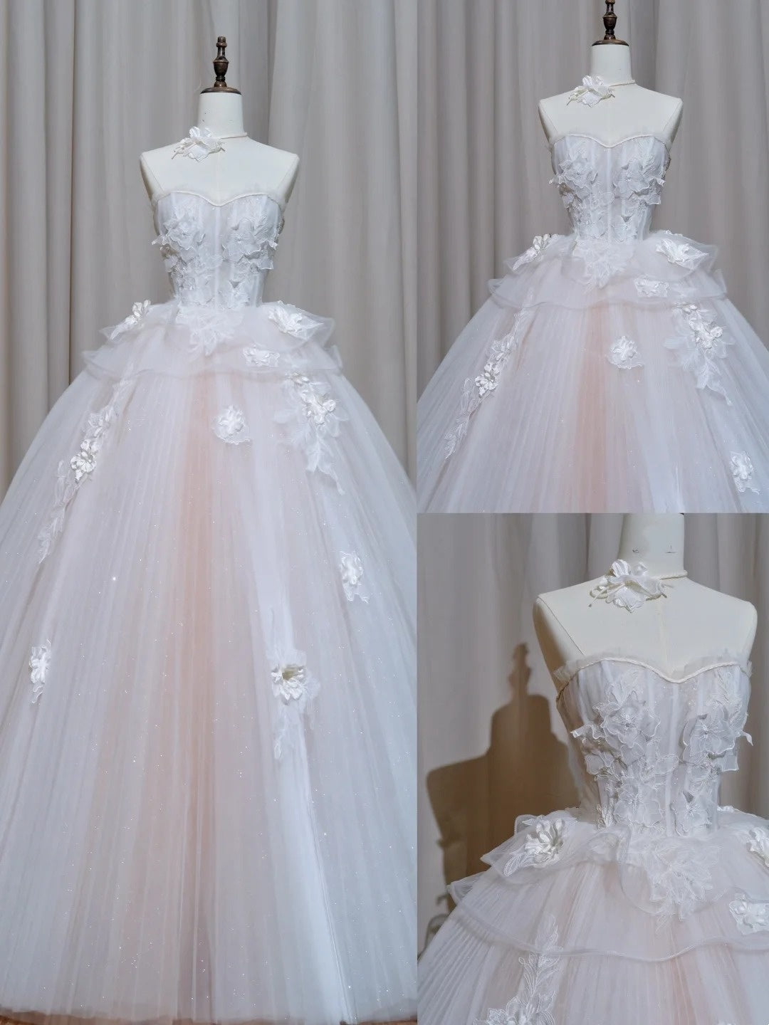 NiceVestidos-_Elegant and delicate pink floral long ball gown/princess dress NV5989
