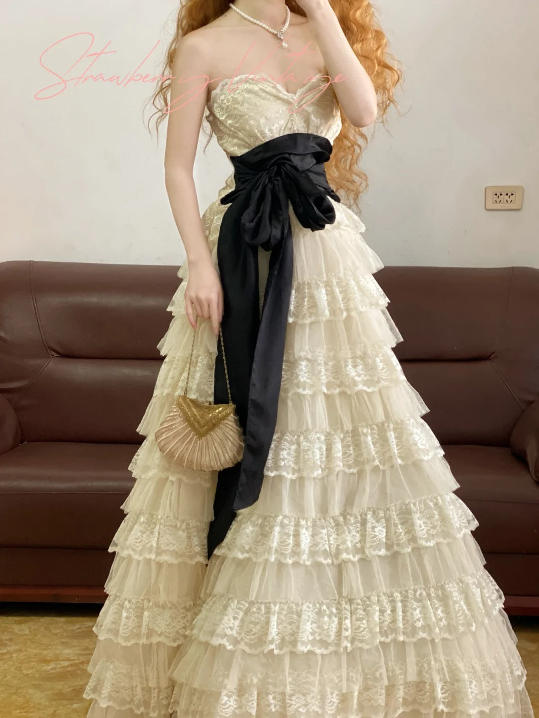 White lace classic elegant layered long tulle Prom Dress evening dress party dress nv5020