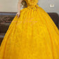Yellow Floral Elegant Long Tulle Ball Gown nv5023