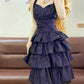 Dark purple vintage short satin homecoming dress birthday party dress nv4997