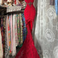 Beautiful Red Vintage Long Lace Evening Dress/Party Gown NV6859