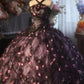 Black pink beaded floral long tulle vintage ball gown nv5038