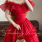 Rotes elegantes langes Prinzessin-Tüll-Ballkleid nv5035