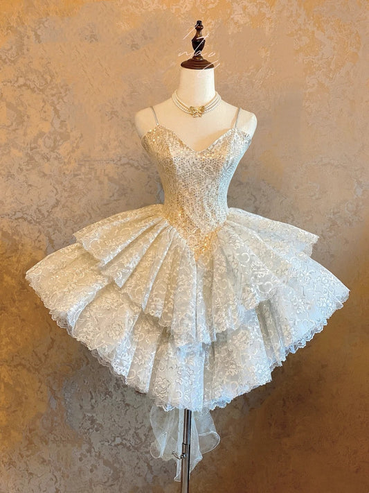 Exquisite lace short back to school dress, birthday dress, party dress, princess dress NV6743