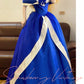 Blue Vintage Elegant Long Princess Satin Tulle Ball Gown nv5033