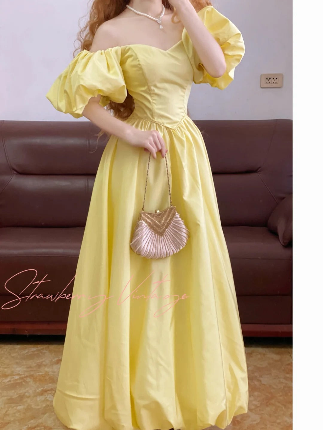Gelbes klassisches elegantes langes Tüll-Ballkleid, Abendkleid, Gartenpartykleid, nv5021
