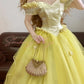 Yellow vintage elegant tulle long princess ball gown evening dress nv5003