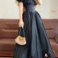 Black Floral Long Satin Princess Vintage Ball Gown nv5043