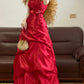 Red vintage elegant lace long princess ball gown evening dress party dress nv5001