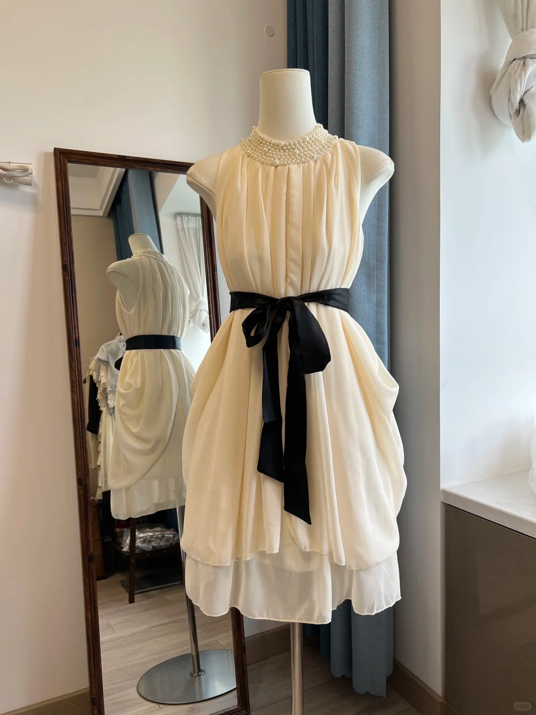 Nude pink vintage short chiffon homecoming dress birthday party dress nv5095