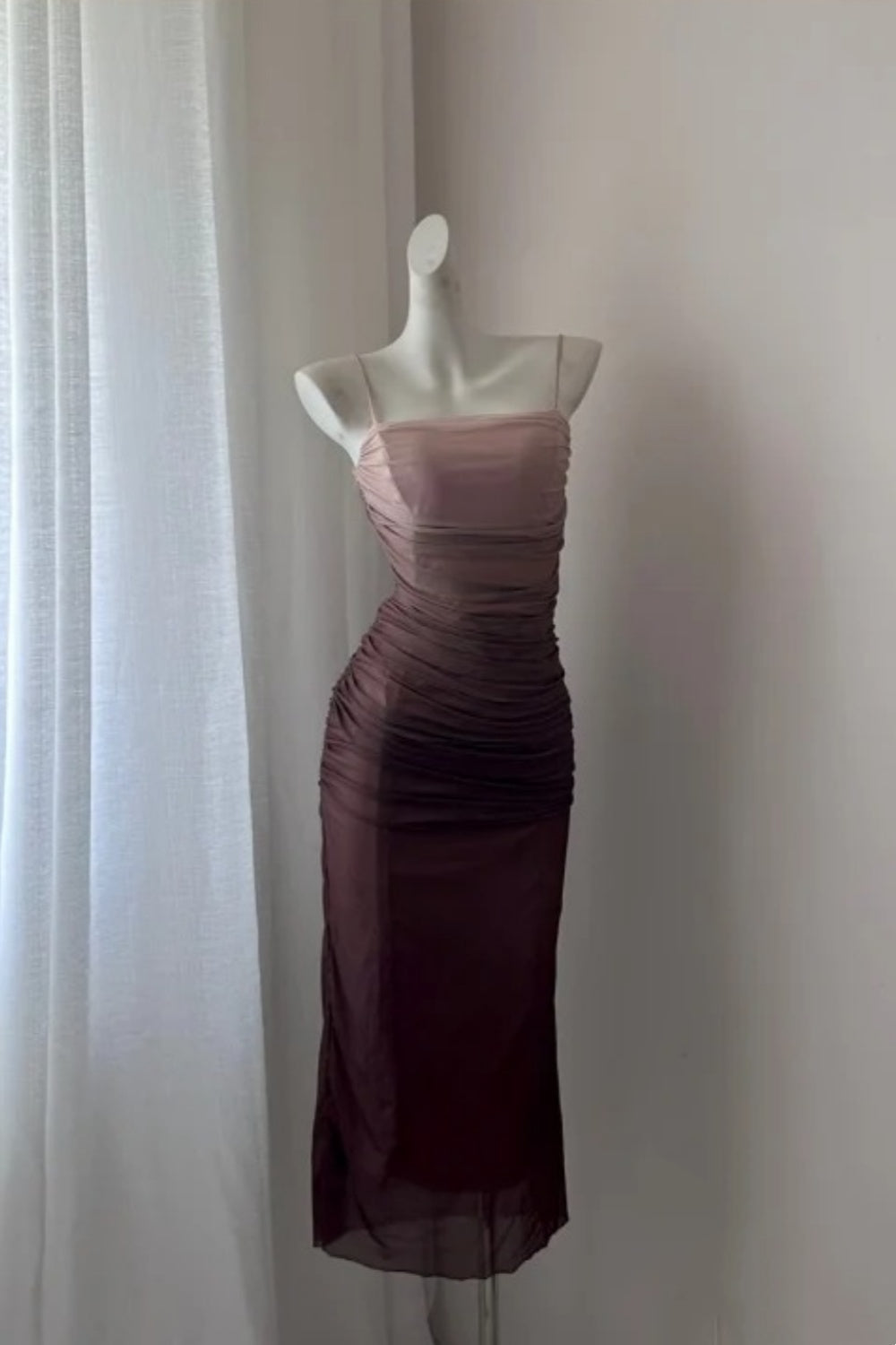 NiceVestidos-Fashion Pink/Light Brown Ombre Tulle Long Prom Dress Nv5612