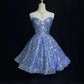 Blue Shiny Princess Sequin Short Fashion Homecoming Dress Prom Dress Evening Dress Elsa's Ice Party nv4287