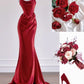 Rotes, modisches Meerjungfrau-Kleid, lang, Satin, Ballkleid, Abendkleid, Partykleid, nv4728