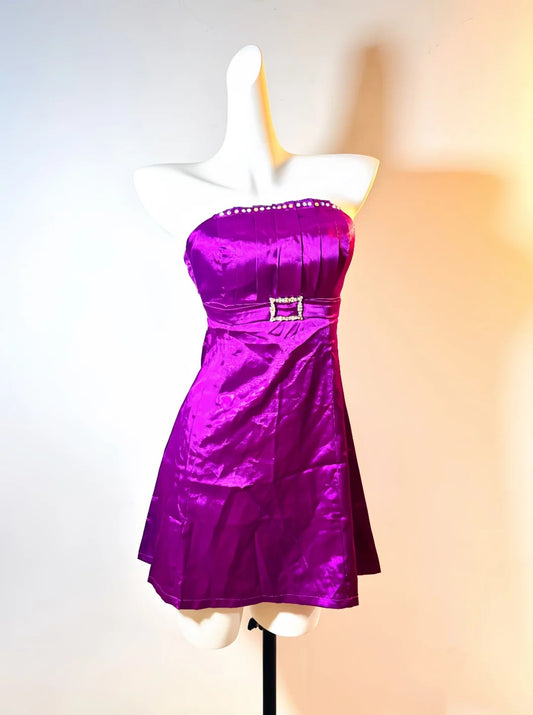 Purple Exquisite Short Satin Homecoming Dress Birthday Party Dress nv5307