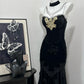 Black Vintage Elegant Delicate Beaded Floral Appliqué Long Velvet Ball Gown Evening Gown Birthday Party Dress Prom Gown nv4053