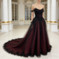 Black Lace Burgundy Strapless Gown - Off-Shoulder Ballgown Evening/Ball/Red Carpet Maxi Dress NV6803