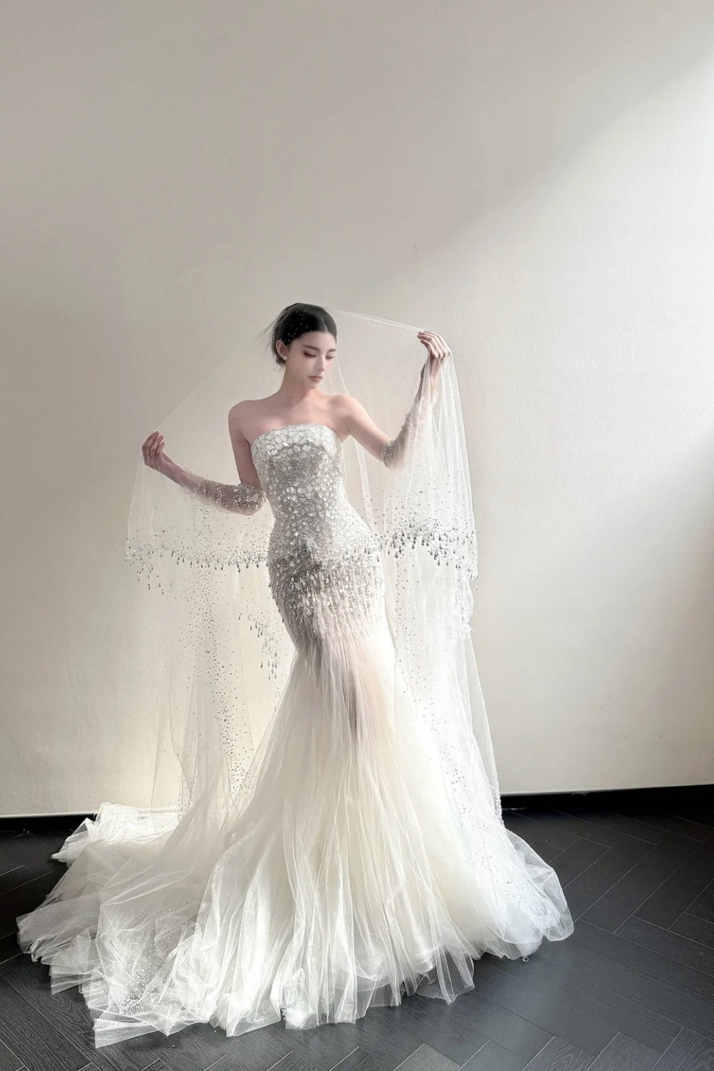 Seashell Crystal Mermaid Long Wedding Dress NV6655