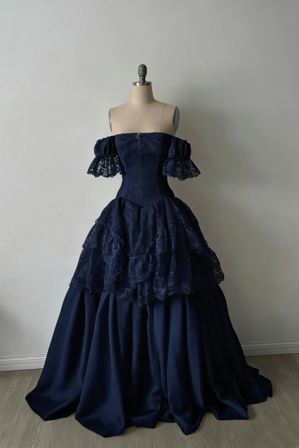 Weißes, kurzes, zartes Spitzenkleid, langes Brautkleid NV6689