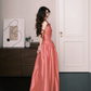 Dusty Pink Halter Satin Bow Long Evening Dress  NV7274