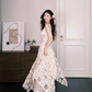 Spaghetti Strap Bohemian Lace Wedding Dress, Cutout Floral Bridal Gown  NV7289