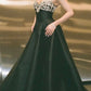 Luxury Palace Style Spaghetti Strap Beaded Gown | Black Satin Ballgown Train Maxi Dress for Red Carpet Gala Awards Ceremony High-End Social Event NV6270
