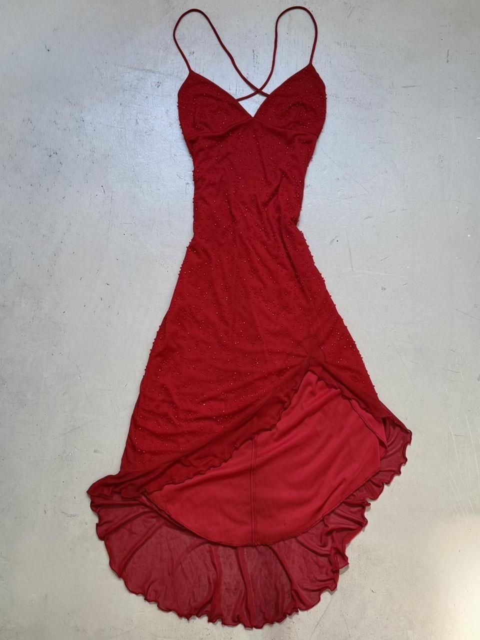 NiceVestidos-- Red fairy exquisite beaded mid-length chiffon prom dress NV5679