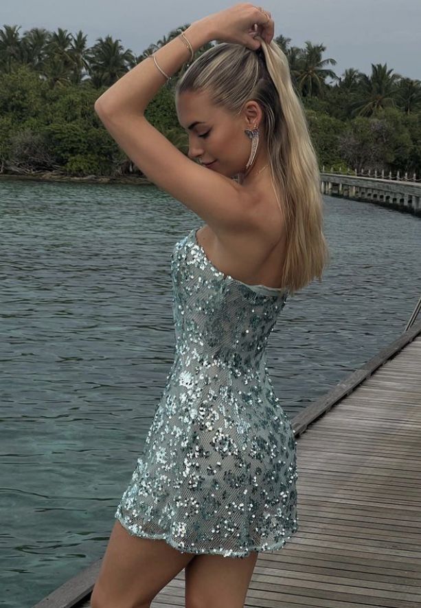 Green Sparkling Sequin Short Homecoming Dress Cocktail Party Dress nv4758