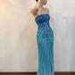 Blaues Tube-Top mit Farbverlauf, glänzenden Perlen, wunderschönes, elegantes langes Ballkleid-Abendkleid, NV2760