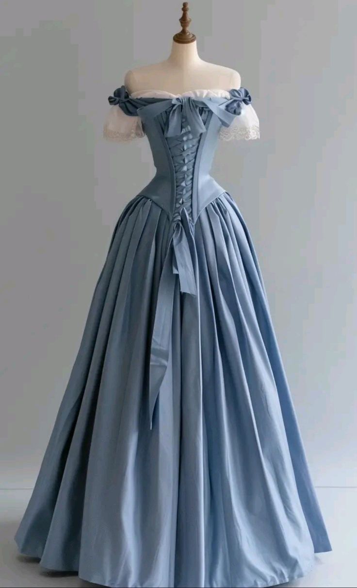Blue Vintage Elegant Long Satin Ball Gown Evening Gown nv4204