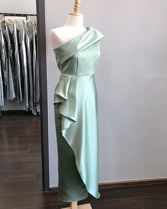 Green Fashion Simple Elegant Long Satin Prom Dress Evening Dress bridesmaid dress Wedding Mother's Party Dress Prom Dress nv3886