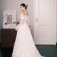 Vintage Lace Wedding Dress Off The Shoulder Long Sleeve Detachable Overskirt Bridal Gown  NV7248