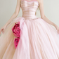 Light Pink 3D Rose Strapless Prom Gown Sweetheart Tulle Formal Dress  NV7168