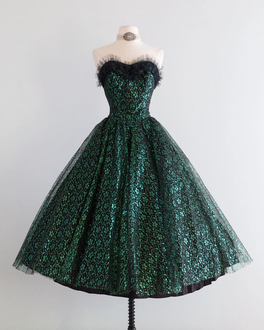 NiceVestidos-Green Floral Tulle Short Homecoming Dress nv5530