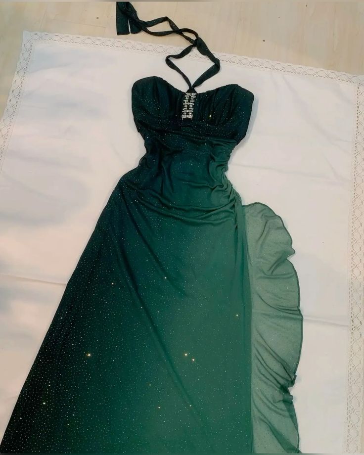 Grün Farbverlauf Mode Trägerlosen Strass Lange Tüll Ballkleid Abendkleid Party Kleid nv3267