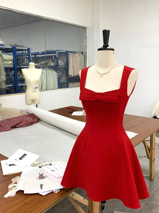 Red/Pink/White Fashion Sweet Bow Short Homecoming Dress Prom Dress Birthday Dress nv4514