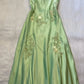 Green/Purple/Pink vintage V neck exquisite embroidery applique long satin elegant party dress evening gown prom dress nv2045