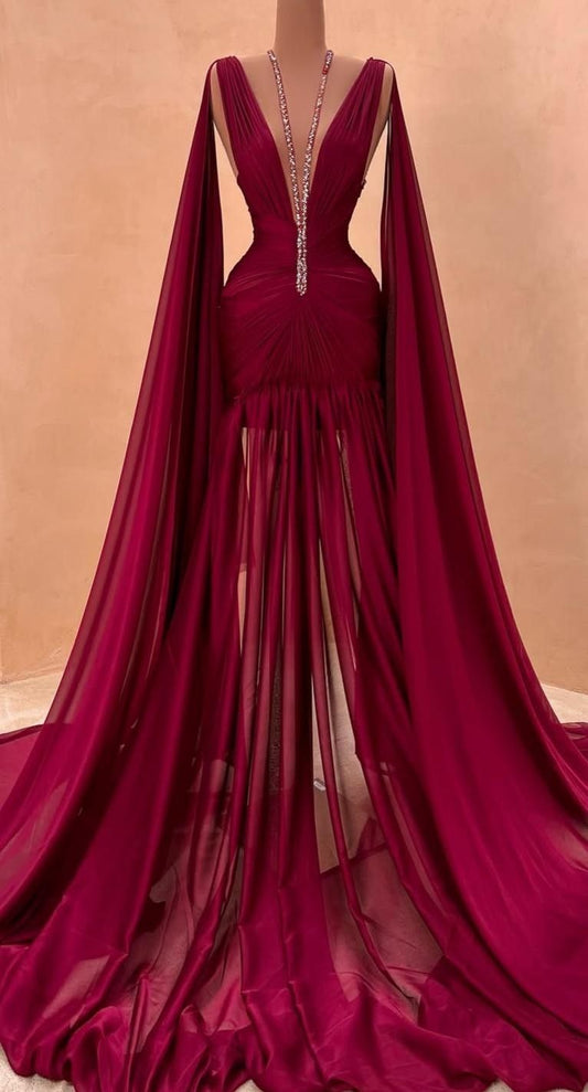 Robe de soirée longue en tulle sexy couleur fruit du dragon NiceVestidos NV6096