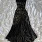 Black elegant exquisite beaded long chiffon ball gown evening dress party dress nv3585