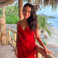 Red Stylish Elegant spaghetti strap Long Chiffon Ruffle Ball Gown Holiday Birthday Party Dress Evening Dress Prom Dress nv3955