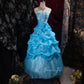 Blue delicately beaded long tulle ball gown NV6661