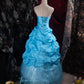 Blue delicately beaded long tulle ball gown NV6661