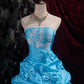 Blue delicately beaded long tulle ball gown NV6661