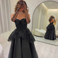 Black Retro Fashion Exquisite Sequin Lace A-Line Floor Length Satin Backless Ball Gown Evening Dress nv3605