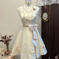 White floral homecoming dress short satin party dress sweet date dress birthday dress nv4261