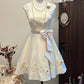 White floral homecoming dress short satin party dress sweet date dress birthday dress nv4261